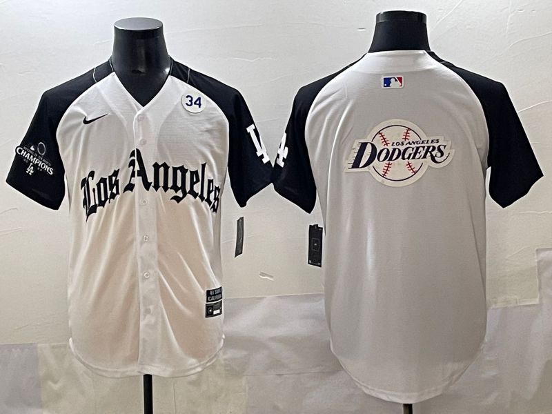 Men 2025 Los Angeles Dodgers Blank White black Five generations Joint Name Nike MLB Jersey style 52638->los angeles dodgers->MLB Jersey